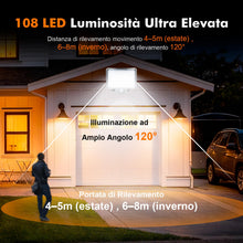 Carica l'immagine nel visualizzatore di Gallery, GRIFEMA Lampada Solare da Esterno con Sensore di Movimento, 300 lm, IP65