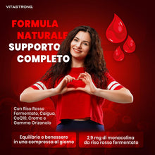 Carica l'immagine nel visualizzatore di Gallery, Riso Rosso Fermentato Colesterolo Vitastrong, 2,9 mg di Monacolina K, Integratori Colesterolo con CoQ10, Caigua, γ-Oryza
