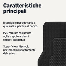 Carica l'immagine nel visualizzatore di Gallery, Amazon Basics - Tappetino per bagagliaio, adatto a tutte le condizioni atmosferiche, tagliabile su misura, Nero, 132.8 x