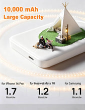 Carica l'immagine nel visualizzatore di Gallery, Power Bank Magnetico 10000mAh, Wireless Caricatore 20W Ricarica Rapida Powerbank, Caricabatterie Portatile per Magsafe, 