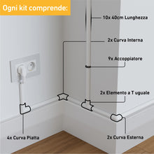 Carica l'immagine nel visualizzatore di Gallery, D-Line Canalina Passacavi 20x10mm Multipack 4m, Profilo Semicircolare, Copricavi Autoadesivo, Gestione Cavi Verniciabile