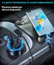 Carica l'immagine nel visualizzatore di Gallery, 3-Porte Caricatore Auto USB Accendisigari USB Caricabatterie, 78W Caricabatterie Auto Cellulare Dual PD+QC3.0 Adattatore