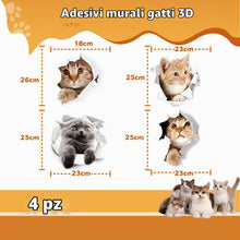 Carica l'immagine nel visualizzatore di Gallery, 4 Pezzi Adesivi Gatto 3D per Auto e Casa - Decorazione Murale Rimovibile con Effetto Reale, Ideale per Finestre, Frigori