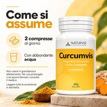 Carica l'immagine nel visualizzatore di Gallery, Curcumvis 40 Compresse - Integratore di Curcuma Longa, 950 mg di Curcuminoidi per 2 Compresse - 48 g