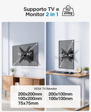 Carica l'immagine nel visualizzatore di Gallery, Supporto TV Parete, Staffa TV per LCD/LED da 13 a 42 pollici - Supporto TV Monitor Universale Orientare Inclinare Ruotar