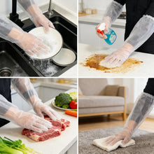 Carica l'immagine nel visualizzatore di Gallery, 20 Pezzi Guanti Cucina Lunghi Guanti Plastica Impermeabili Protezione Mani Braccia Cucina Pulizia Alimentare Trasparente