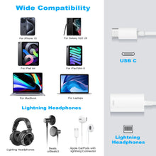 Carica l'immagine nel visualizzatore di Gallery, AXFEE Adattatore per cuffie USB C a light-ning da tipo C a light-ning, adattatore audio per i-Phone 15 i-Pad Air i-Pad M