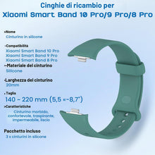 Carica l'immagine nel visualizzatore di Gallery, 3 Cinturini in Silicone Compatibili con Xiaomi Smart Band 10 Pro / 9 Pro / 8 Pro Bracciale Sportivo, Cinturino Traspiran