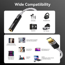 Carica l'immagine nel visualizzatore di Gallery, CCZ CM01 Adattatore per cuffie DAC da USB C a jack da 3,5 mm MAX97220 Amp Conexant CX31993 Chip di decodifica, convertit