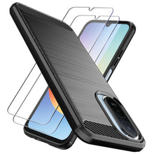 Carica l'immagine nel visualizzatore di Gallery, Custodia Cover per Redmi A7 Pro/Poco C81/Poco C81 Pro, Spazzolata e Fibra di Carbonio Morbido Silicone TPU Cover e 2 Pez