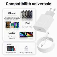 Carica l'immagine nel visualizzatore di Gallery, 20W USB C Caricatore, Rapido Alimentatore Con 2M Cavo Ricarica Type-C to C