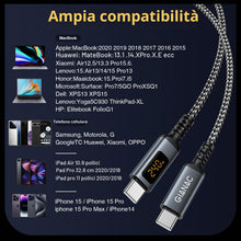 Carica l'immagine nel visualizzatore di Gallery, GIANAC 240W Cavo USB C USB C con display a LED [2m] Cavo USB Type-C Rapida