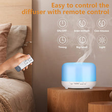 Carica l'immagine nel visualizzatore di Gallery, Hianjoo Diffusore di Oli Essenziali 450ml, Umidificatore Ultrasuoni per Aromaterapia Con 7 LED Colori per SPA, Yoga, Cam