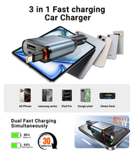 Carica l'immagine nel visualizzatore di Gallery, 3-IN-1 Retrattile Caricatore Auto【Ricarica rapida】12V/24V Adattatore USB C