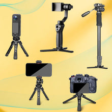 Carica l'immagine nel visualizzatore di Gallery, Zeadio Treppiede Mini Metallico Robusto - Treppiedino Universale per Camera, Gimbal, Action Cam, Videocamera, Microfono,