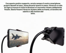 Carica l'immagine nel visualizzatore di Gallery, System-S Supporto per smartphone con collo di cigno in metallo da 45 cm, morsetto da tavolo con apertura di 5 cm, pinza 