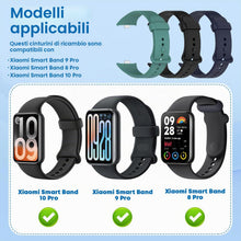 Carica l'immagine nel visualizzatore di Gallery, 3 Cinturini in Silicone Compatibili con Xiaomi Smart Band 10 Pro / 9 Pro / 8 Pro Bracciale Sportivo, Cinturino Traspiran