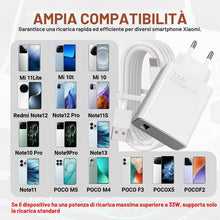 Carica l'immagine nel visualizzatore di Gallery, Caricabatterie rapido da 33 W per Xiaomi Con Cavo Ricarica Rapida Usb C 6a 1 Metro per Xiaomi 13t/ 13/ 12s Ultra/ 13 Lit
