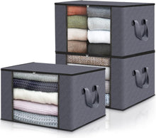 Carica l'immagine nel visualizzatore di Gallery, edihome, Scatole per Armadio, (3 unità), Contenitori Sottoletto, Salvaspazio, in Tessuto, Pieghevole, Scatole Vestiti Cambio Stagione (Grigio scuro, Pack di 3)