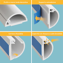 Carica l'immagine nel visualizzatore di Gallery, D-Line Canalina Passacavi 20x10mm Multipack 4m, Profilo Semicircolare, Copricavi Autoadesivo, Gestione Cavi Verniciabile