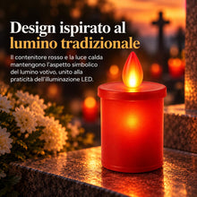 Carica l'immagine nel visualizzatore di Gallery, topolenashop Lumino Votivo LED Rosso a Batteria – Effetto Fiamma Realistico – Candela Elettronica 10,5x6,5 cm con Interr