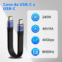 Carica l'immagine nel visualizzatore di Gallery, 240W Cavo USB C to USB C Compatibile con Thunderbolt 3/4, 40Gbps/48V5A/8K@60Hz USB4.0 C PD Ricarica Rapida Cavo USB Type