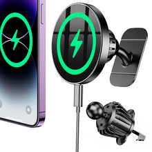 Carica l'immagine nel visualizzatore di Gallery, Coolpow Caricatore Wireless Auto per MagSafe【15W Ricarica Rapida】 Magnetico Porta Cellulare Auto【Mani Libere】 Regolabile