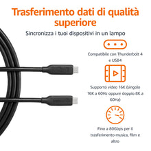 Carica l'immagine nel visualizzatore di Gallery, Amazon Basics Cavo USB4, 80Gbps, 1,5m, 240W, Compatibile con Thunderbolt 3/4, Nero, Video 8K, da USB-C a USB-C, Cavo di 