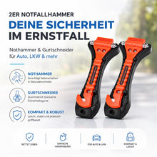 Carica l'immagine nel visualizzatore di Gallery, 2x Martello d’Emergenza Auto con Tagliacinture – Set Sicurezza per Veicoli – Nothammer Universale per Auto, Camion e Fur