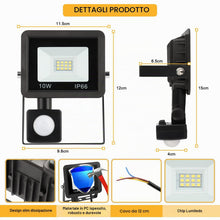 Carica l'immagine nel visualizzatore di Gallery, MXTIMWAN | 10W Faretto Led da Esterno - Faro LED Esterno Impermeabile IP66 - Giardino, Cortile, Garage, Pareti