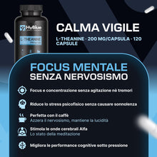 Carica l'immagine nel visualizzatore di Gallery, HyBlue L Teanina 200 mg, 120 cps, 100% Vegano, Fino 4 Mesi