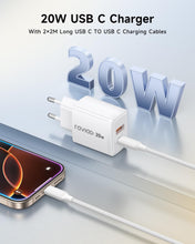 Carica l'immagine nel visualizzatore di Gallery, RAVIAD 20W Caricatore USB C 2Pezzi Caricabatteria Tipo C 2 Porte USBA+USBC