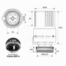 Carica l'immagine nel visualizzatore di Gallery, VANCOCO M30×1,5 mm Testa Termostatica per Termosifoni, Valvola Termostatica Radiatore, Bianco, con Sensore Liquido e Fun
