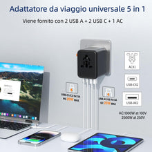 Carica l'immagine nel visualizzatore di Gallery, Adattatore Universale da Viaggio con 2 USB-C e 2 USB-A (PD 20W)