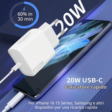Carica l'immagine nel visualizzatore di Gallery, 20W Caricatore With USB C - 2 Pezzi Charger With 2X2M Cavo per Samsung Galaxy per iPhone 17 16 15 Plus Pro Max iPad Huaw