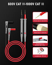 Carica l'immagine nel visualizzatore di Gallery, KAIWEETS Cavi di Test in Silicone Sonde per Multimetro Cavo in Silicone da 48 Pollici Punte Dorate CAT III 1000V &amp; CAT I