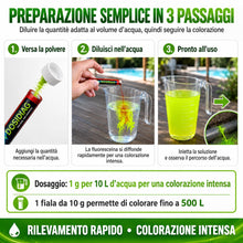 Carica l'immagine nel visualizzatore di Gallery, Fluoresceina DOSIDIAG - Colorante Tracciante Intenso per Rilevamento Perdite: Piscina, SPA, Impianti Idraulici, Tetti, A