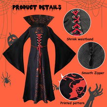 Carica l'immagine nel visualizzatore di Gallery, PABTID Costume da Vampiro per Bambina e Ragazza Halloween Dress Up Party Travestimento Gotico Victorian Vampira Cosplay Carnevale Festa a Tema Vampiro (140)