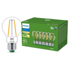 Carica l'immagine nel visualizzatore di Gallery, PHILIPS Ultra Efficient - Ultra energy saving lights, E27 LED light source, 40W, A60, warm white, pack of 6, clear