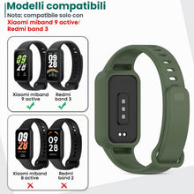 Carica l'immagine nel visualizzatore di Gallery, 5 Pezzis Silicone Cinturini Compatibile con Xiaomi Smart Band 9 Active/Redmi Smart Band 3, Regolabile Sportivo Cinturino