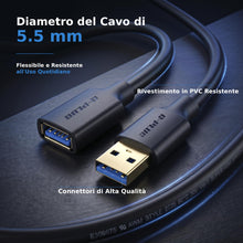 Carica l'immagine nel visualizzatore di Gallery, G-PLUG Cavo Prolunga USB 3.0 da 2m, USB-A Maschio a Femmina, 5 Gbps