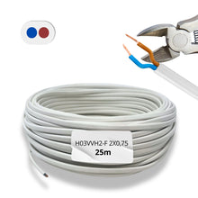 Carica l'immagine nel visualizzatore di Gallery, Cavo Elettrico Piatto 25 metri (Bianco piatto 2x0,75)