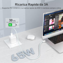Carica l'immagine nel visualizzatore di Gallery, YISH 65W Caricatore USB C Rapido - GaN PD3.0 Caricabatterie USB C Alimentatore Presa Compatibile con iPhone 18 17 16 Gal