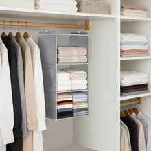 Carica l'immagine nel visualizzatore di Gallery, Cozary Organizer da Appendere con 3 Scomparti, con 2 Ganci Robusti, Appendi Borse da Armadio, Organizer Armadio da Appendere, Pieghevole e Salvaspazio, per Camera da Letto, Grigio