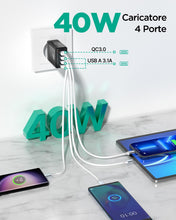 Carica l'immagine nel visualizzatore di Gallery, Caricatore USB,4Porto Presa USB 40W QC3.0 Alimentatore USB Caricabatterie Cellulare Rapido Caricatore Multiplo Per iPhon