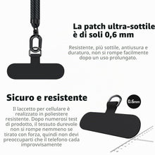 Carica l'immagine nel visualizzatore di Gallery, New&amp;Teck Cavo per telefono cellulare con 2 patch, cordino per telefono 1 m60 resistente, regolabile, elegante compatibil