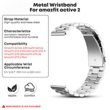 Carica l'immagine nel visualizzatore di Gallery, Cinturino Compatibile con Amazfit Active 2/Active/Active 3 Premium/GTS/GTS 2/Garmin Vivoactive 5, 20mm Ajustable Metallo