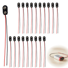 Carica l'immagine nel visualizzatore di Gallery, 20 pezzi Clip batteria 9V tipo I, cavi 150 mm rosso-nero, per elettronica fai-da-te, progetti scolastici, riparazioni e 