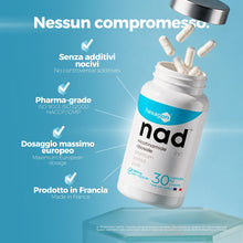 Carica l'immagine nel visualizzatore di Gallery, NAD+ Nicotinamide Riboside Chloride 300mg - +1 Mese di Cura - NAD Booster - Anti-Età e Contro la Fatica, Supporto Nervos