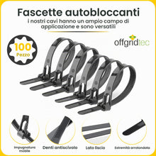 Carica l'immagine nel visualizzatore di Gallery, Offgridtec Fascette fermacavo riutilizzabili autobloccanti, 7,6 mm x 150 mm, resistenti al calore e al freddo, organizza